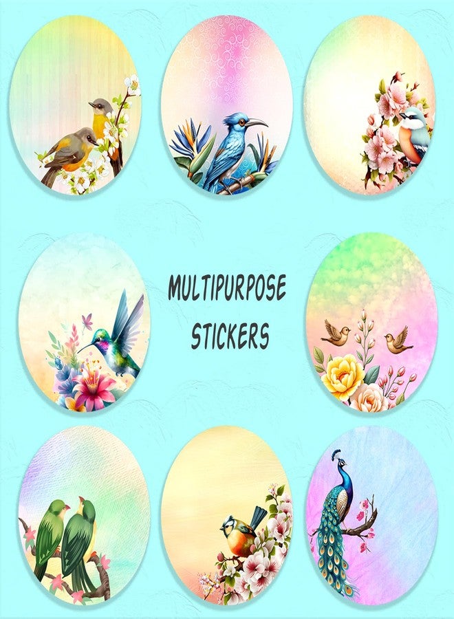 Deep Print Mart Bird Theme Stickers | Self-Adhesive Multipurpose Stickers | 40 Pieces | 2 Inches Round | 8 Unique Designs for Scrapbooking, Gift Wrapping, DIY Crafts & More - Image 4